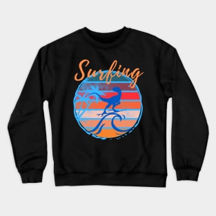 Surfing Velociraptor Crewneck Sweatshirt